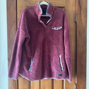 Simply Southern Plush Sherpa Fleece Pullover Women’s XL Maroon Pockets